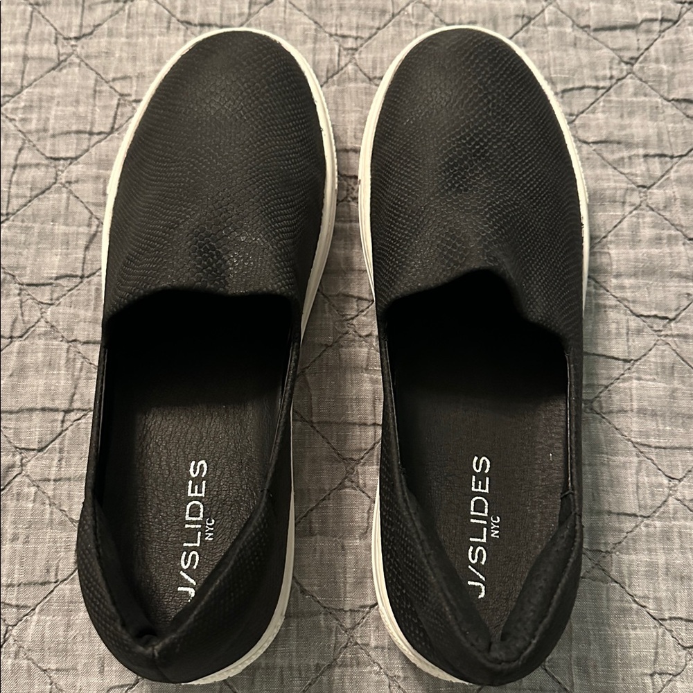 J/SLIDES Black Textured Slip-On Shoes